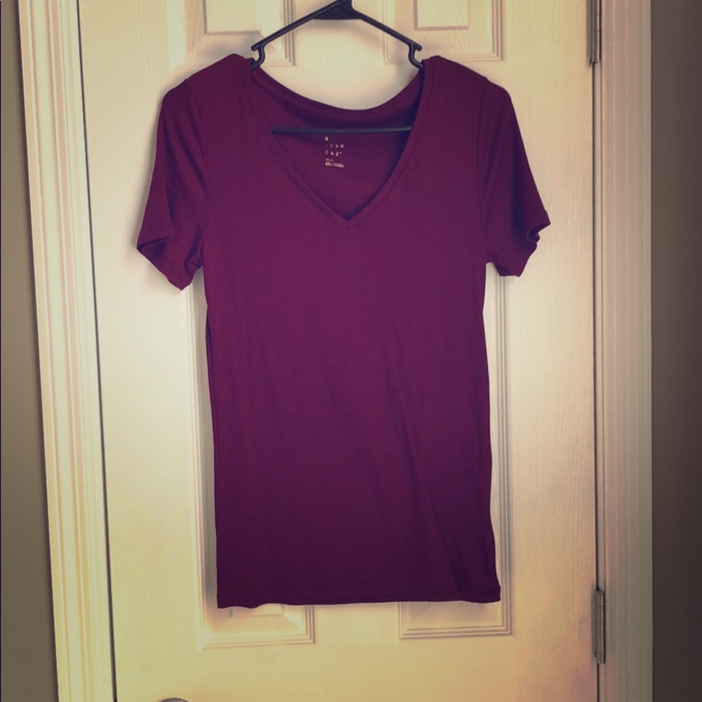 Women’s Maroon V neck T shirt
